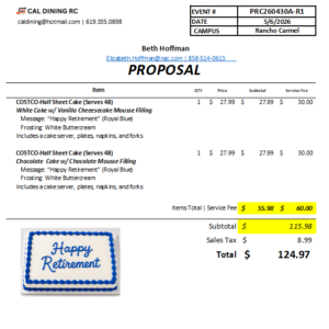 Vendor Pickup, Delivery & Setup Service-COSTCO Cakes(5/6/26)
