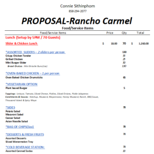 (10/8/2026) Proposal#- PRC261008-Dinner(POC: Connie Sithinphom) (Copy)